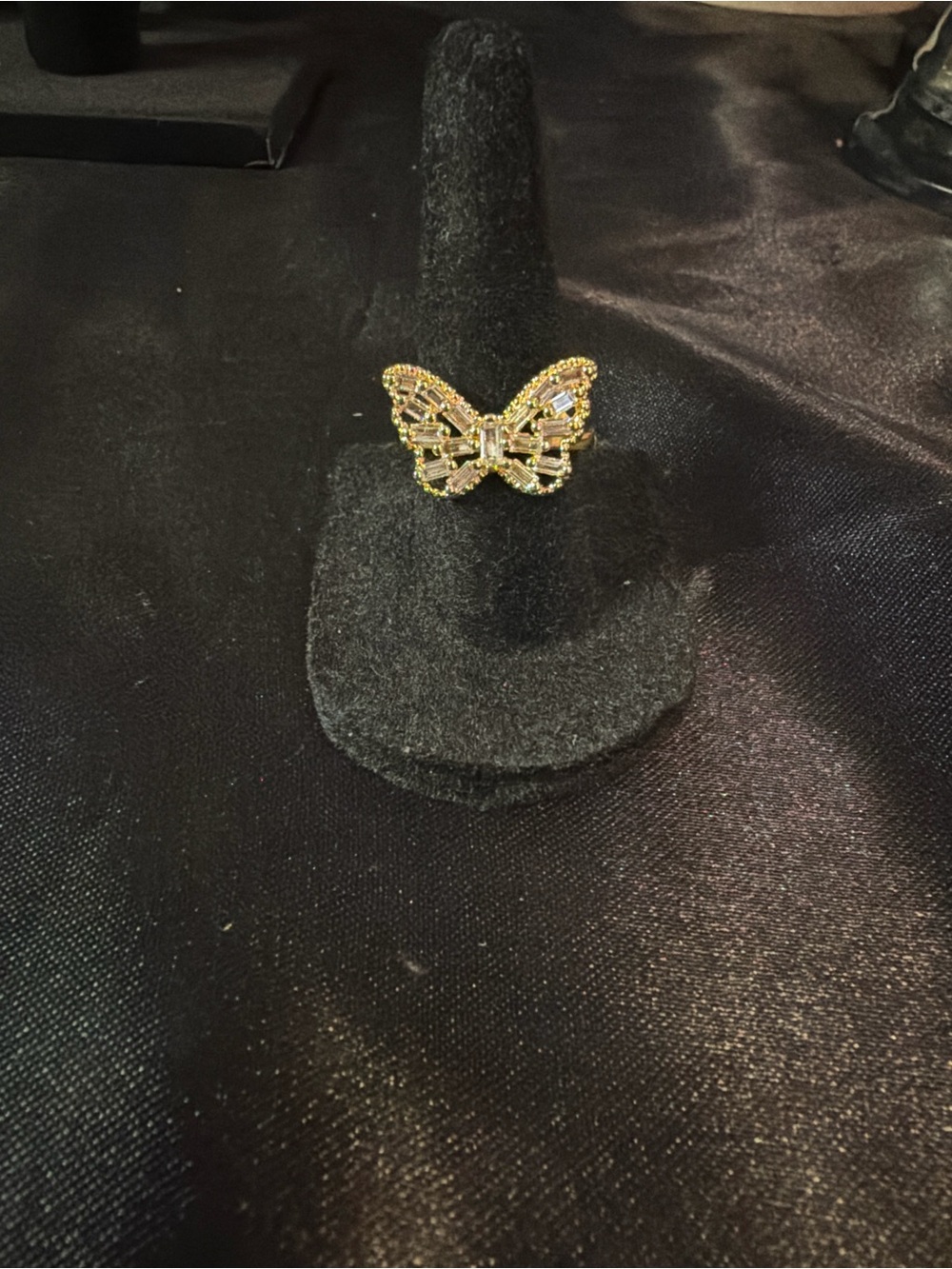 Gold Butterfly Crystal Statement Ring - Women Jewelry